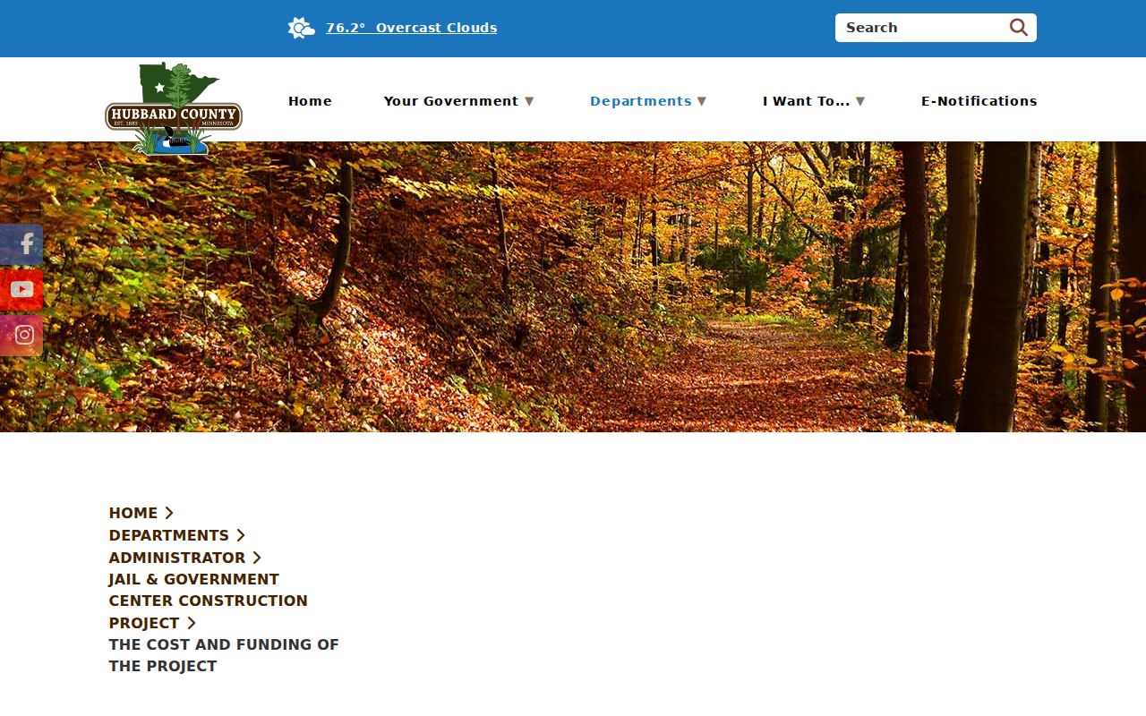 Hubbard County construction project page affecting Park Rapids courthouse and warrant counters